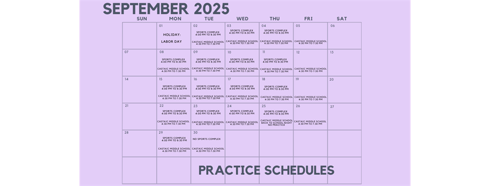 September 2025 Practice Fields