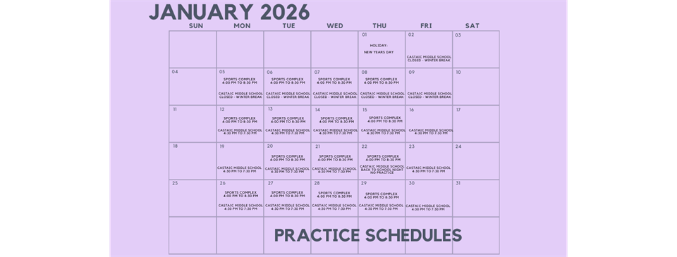 January 2026 Practice Fields